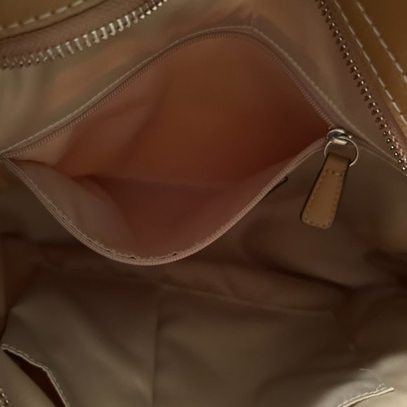 Coach NWOT Vintage Zoe Tan Beige Satin & Leather Shoulder Bag F14711 - Picture 8 of 10